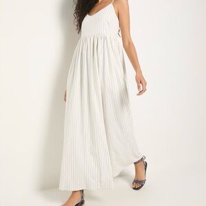 78 and Sunny White Striped Linen Maxi Dress